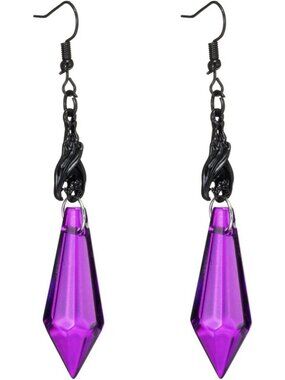 Vintage Gothic Bat Earrings Purple Crystal Dangle Punk Style Jewelry